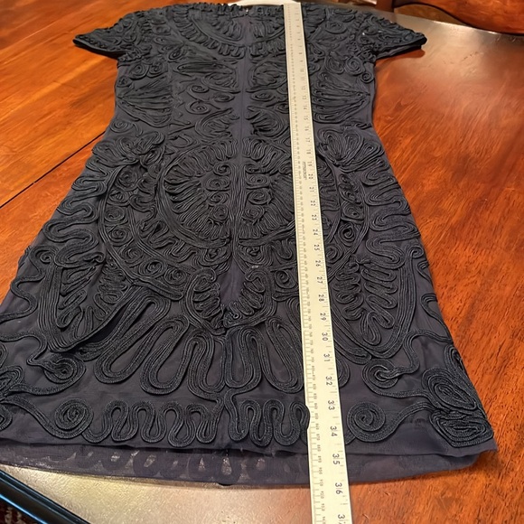 JS COLLECTIONS Elegant Navy Blue Textured nylon Dress SIze 4 - Picture 5 of 10